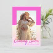 Faire-part Typographie élégante rose chaud Grossesse photo (Debout devant)