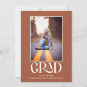 Faire-part Typographie en terre cuite moderne Diplôme Photo (Devant)