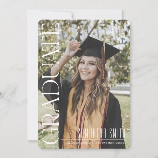Faire-part Typographie esthétique chic Graduation moderne (Devant)