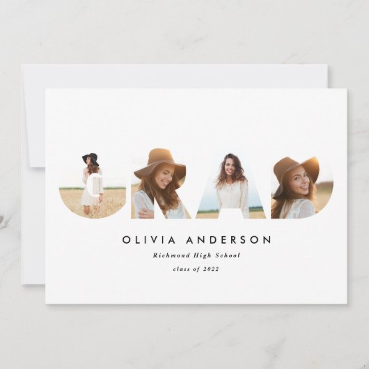 Faire-part Typographie géométrique moderne graduation multiph (Devant)