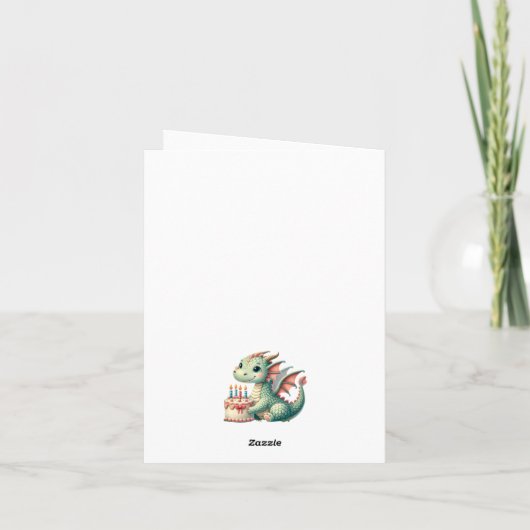 Faire-part Typographie Joyeux Anniversaire Dinosaure Mignon  (Dos)