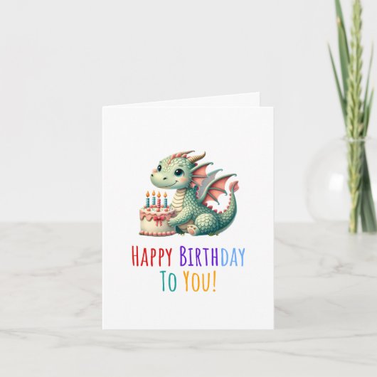 Faire-part Typographie Joyeux Anniversaire Dinosaure Mignon  (Devant)
