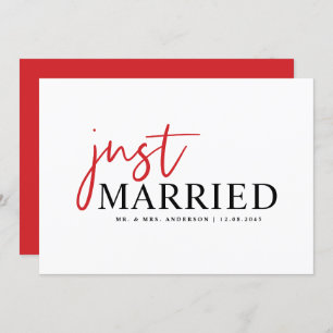 Faire-part Typographie manuscrite rouge moderne juste marié
