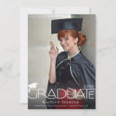 Faire-part Typographie moderne 2 Photos Diplôme (Devant)