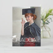 Faire-part Typographie moderne 2 Photos Diplôme (Debout devant)