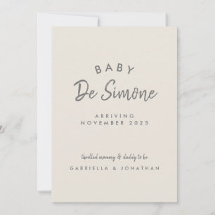 Faire-part Typographie Moderne Annonce de Grossesse Beige