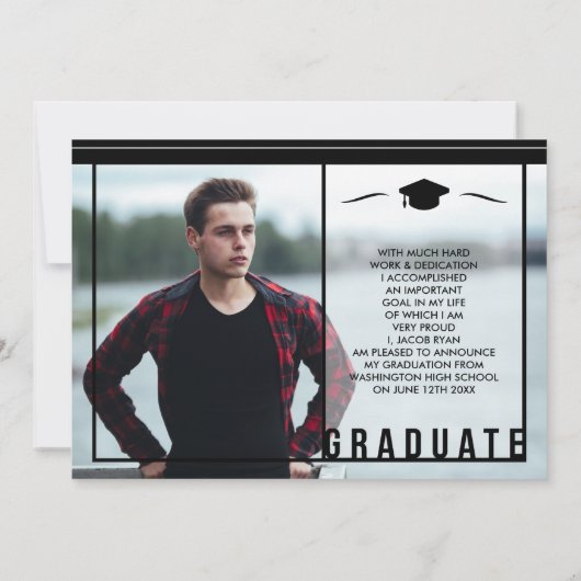 Faire-part Typographie moderne, Annonces de graduation (Dos)