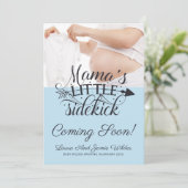 Faire-part Typographie moderne Blue Baby Boy Typographie Phot (Debout devant)