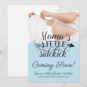 Faire-part Typographie moderne Blue Baby Boy Typographie Phot (Devant / Derrière)