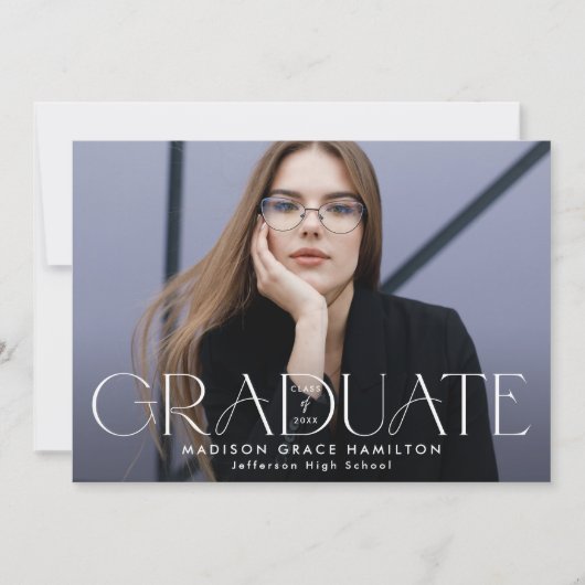 Faire-part Typographie Moderne Diplômée 2 Diplôme Photo (Devant)