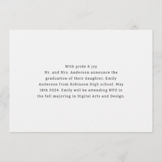 Faire-part Typographie moderne et élégant Diplôme Photo (Dos)