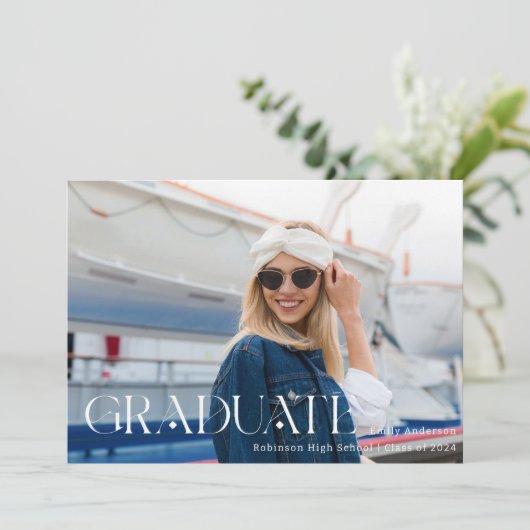 Faire-part Typographie moderne et élégant Diplôme Photo (Debout devant)