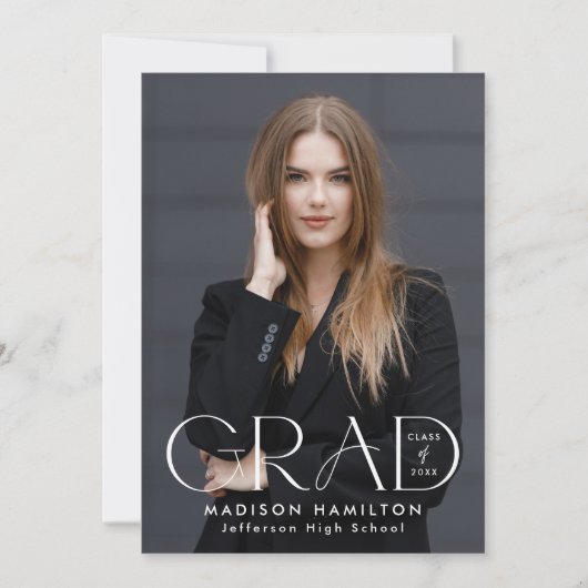 Faire-part Typographie Moderne Grad 2 Diplôme Photo (Devant)