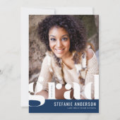 Faire-part Typographie moderne Gras Bleu Photo Graduation (Devant)