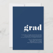 Faire-part Typographie moderne Gras Bleu Photo Graduation (Dos)