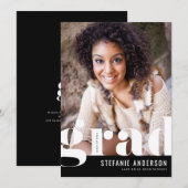 Faire-part Typographie moderne Gras Diplôme de Photo Noire (Devant / Derrière)