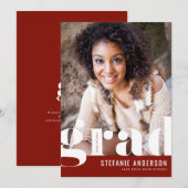 Faire-part Typographie moderne Gras Diplôme photo Rouge (Devant / Derrière)