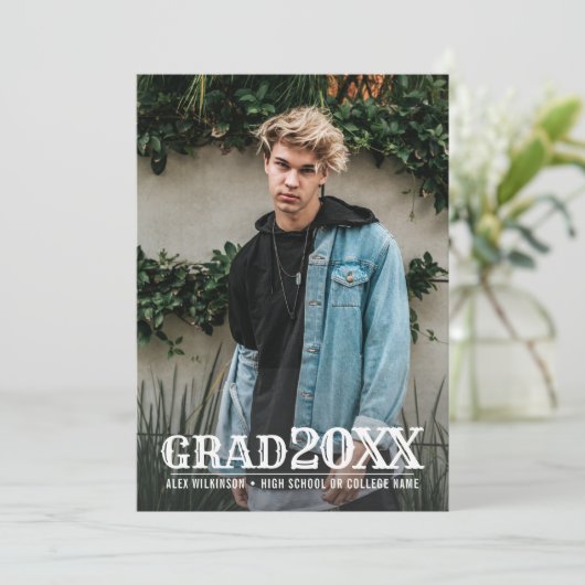 Faire-part Typographie moderne Gras Graduation minimale de la (Debout devant)