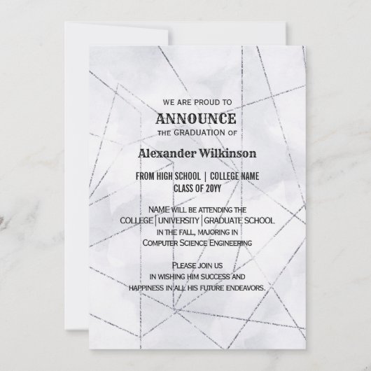 Faire-part Typographie moderne Gras Graduation minimale de la (Dos)