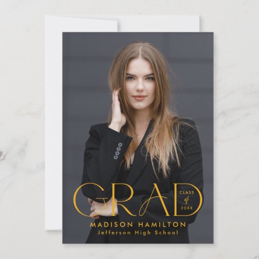 Faire-part Typographie moderne jaune pâle 2 Diplôme photo (Devant)