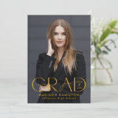 Faire-part Typographie moderne jaune pâle 2 Diplôme photo (Debout devant)