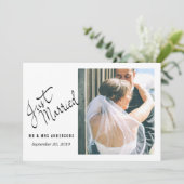 Faire-part Typographie moderne juste mariée photo Mariage (Debout devant)