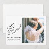 Faire-part Typographie moderne juste mariée photo Mariage (Devant / Derrière)