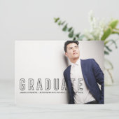Faire-part Typographie moderne Masculine Graduation Photo (Debout devant)