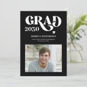 Faire-part Typographie moderne photo graduation simple (Debout devant)