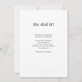 Faire-part Typographie moderne photo graduation simple (Dos)