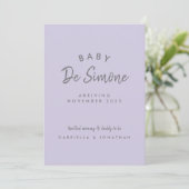 Faire-part Typographie Moderne Rose Poussiéreuse Grossesse (Debout devant)