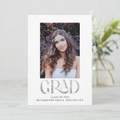 Faire-part Typographie moderne Silver Foil Diplôme photo (Debout devant)