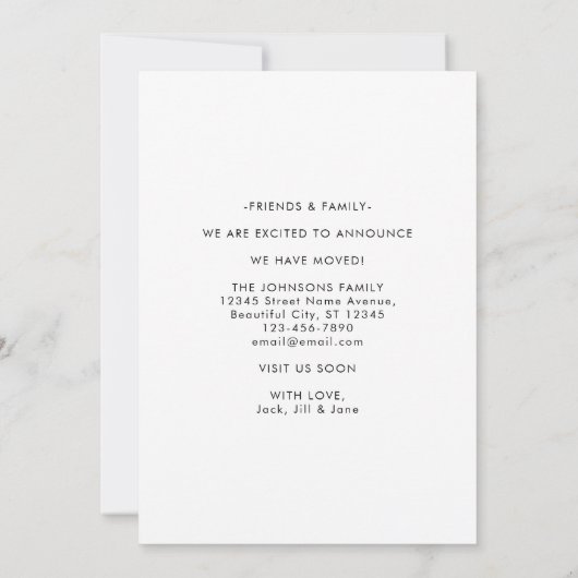 Faire-part Typographie moderne simple Chambre d'hôte Photo Dé (Dos)