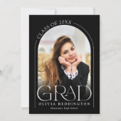 Faire-part Typographie noir blanc moderne 2 Arc photo Grad (Devant)