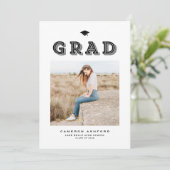 Faire-part Typographie noir Retro Diplôme photo (Debout devant)