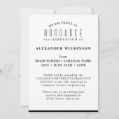 Faire-part Typographie Noire moderne Photo Graduation simple (Dos)