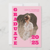 Faire-part Typographie rose moderne Retro Diplôme photo (Devant)