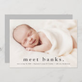 Faire-part Typographie simple Bébé Photo Naissance (Devant / Derrière)