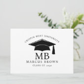 Faire-part Typographie simple de la casquette de graduation m (Debout devant)