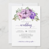 Faire-part Ultra violet violet rose verdure Mariage Floral (Devant)