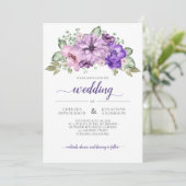Faire-part Ultra violet violet rose verdure Mariage Floral (Debout devant)