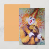 Faire-part Un clown doux jouant du violon (Devant / Derrière)