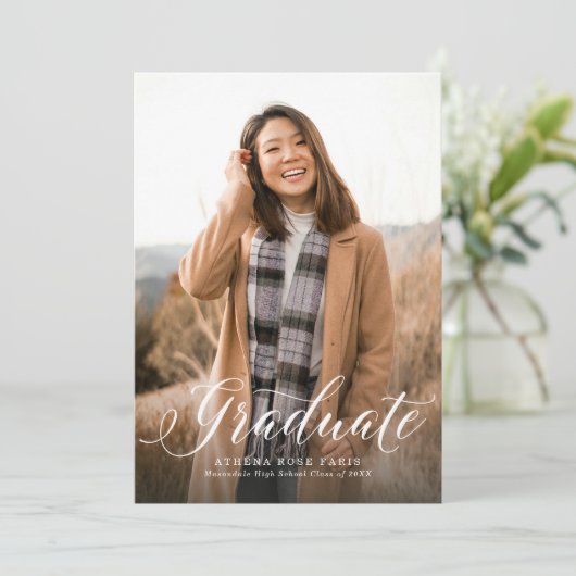 Faire-part Un diplôme photo simple (Debout devant)