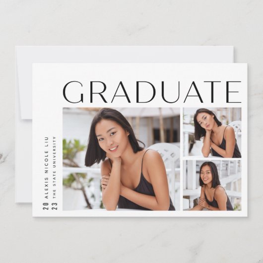 Faire-part Un nouvel angle | Trois photos Collage Graduation (Devant)