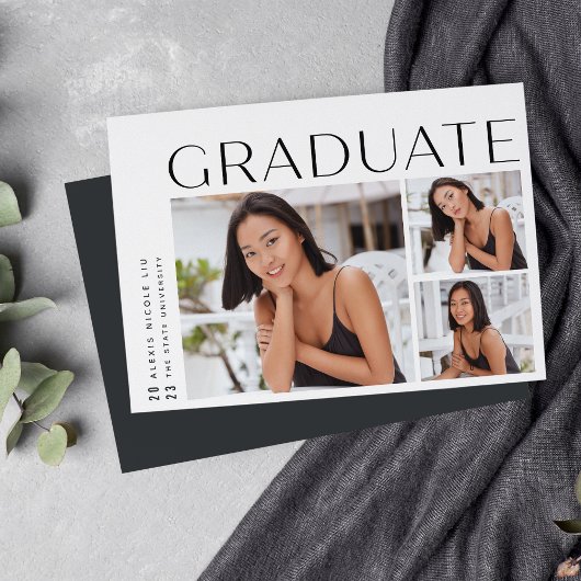Faire-part Un nouvel angle | Trois photos Collage Graduation