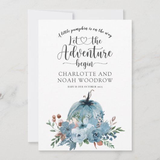 Faire-part Un Petit Citrouille Grossesse Florale Automne (Devant)