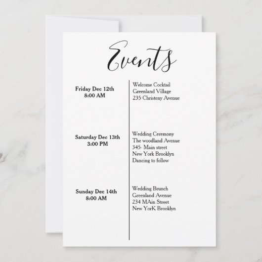 Faire-part Un script moderne mariage accueille et un itinérai (Dos)
