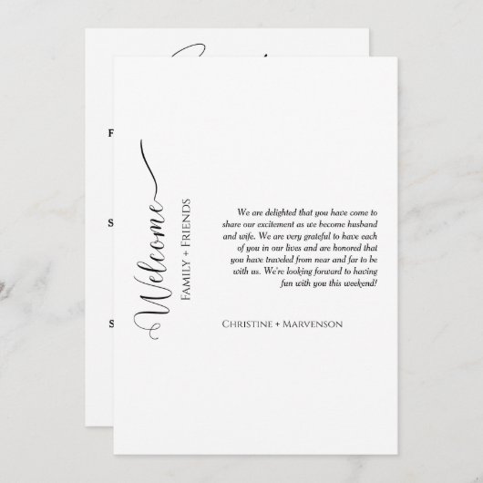 Faire-part Un script moderne mariage accueille et un itinérai (Devant / Derrière)