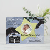 Faire-part Une étoile est née/ Bleue (Debout devant)