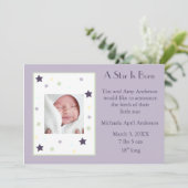 Faire-part Une étoile est née (lavande) (Debout devant)